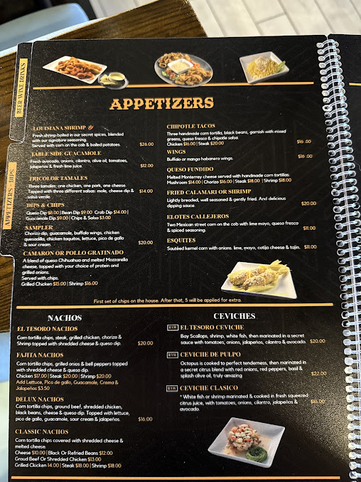 Menu El Tesoro Cocina Mexicana - 1