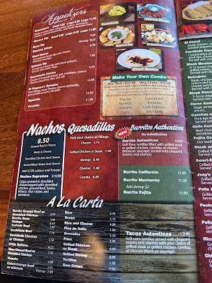 Menu El Vaquero Mexican Restaurant 1503 Memorial Blvd A - 1