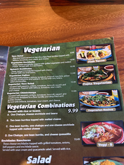 Menu El Vaquero Mexican Restaurant 1503 Memorial Blvd A - 3
