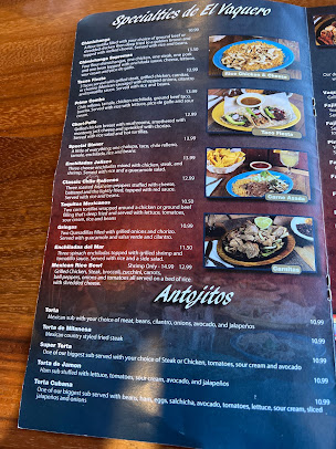 Menu El Vaquero Mexican Restaurant 1503 Memorial Blvd A - 6