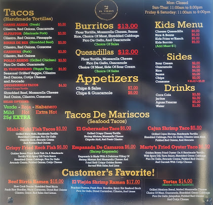 Menu El Viejon Taqueria Y Mariscos Food Truck - 0