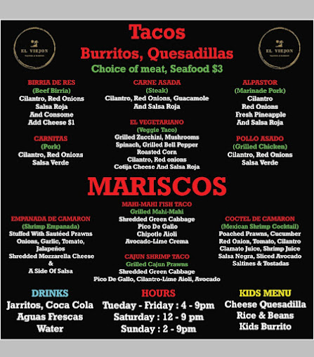 Menu El Viejon Taqueria Y Mariscos Food Truck - 3