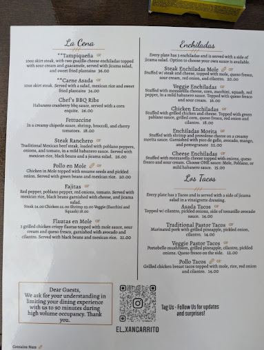 Menu El Xangarrito Mex Restaurant - 2