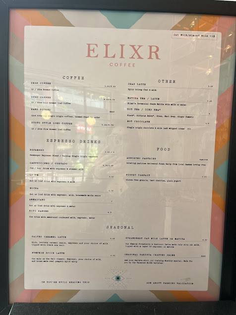 Menu Elixr Coffee Roasters Nashville - 0