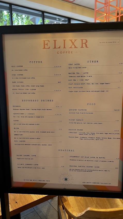 Menu Elixr Coffee Roasters Nashville - 7