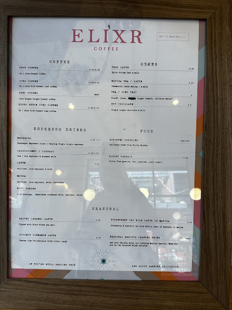 Menu Elixr Coffee Roasters Nashville - 8