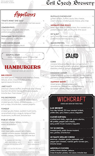 Menu Evil Czech Brewery And Public House - 1