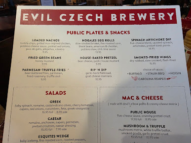 Menu Evil Czech Brewery And Public House - 2