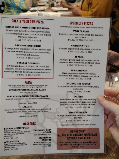 Menu Exlines Best Pizza In Town Bartlett - 0