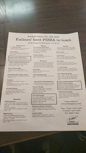 Menu Exlines Best Pizza In Town Bartlett - 4