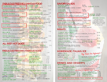 Menu Fabulous Freddies Italian Eatery - 9