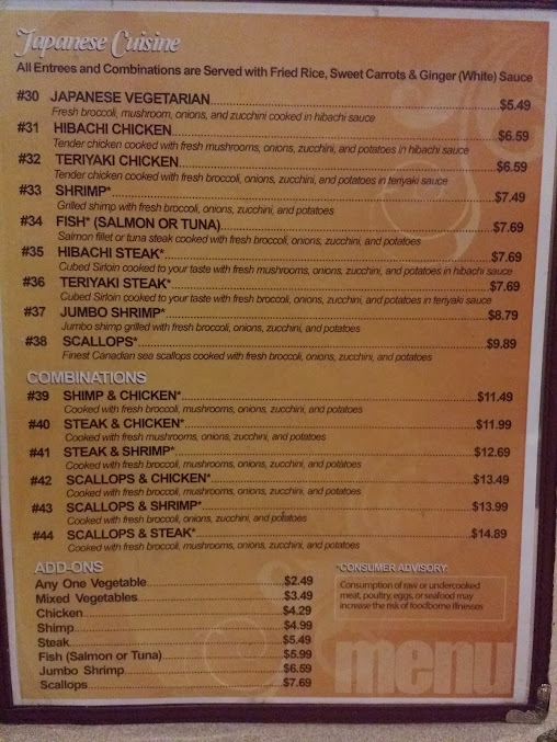 Menu Family Style Chicken Seafood - 1