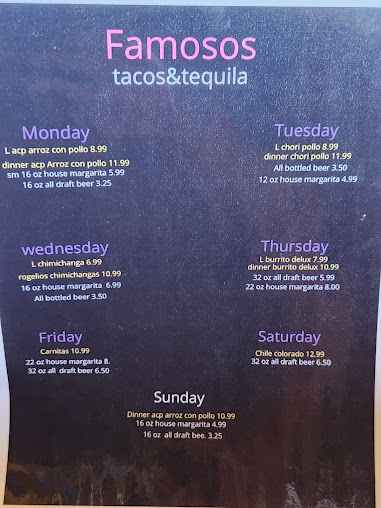 Menu Famosos Tacos & Tequila - 2