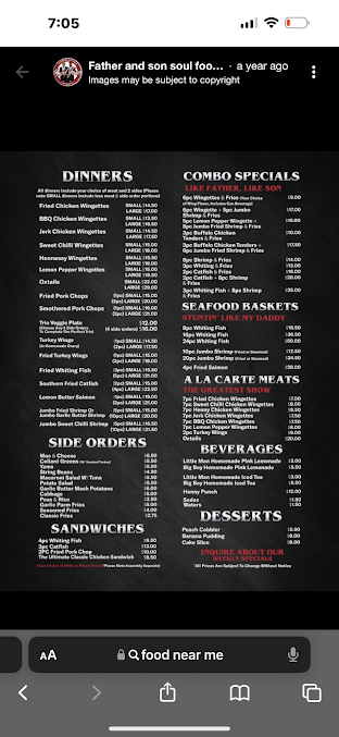 Menu Father Son Soul Food Catering - 5