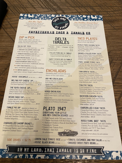 Menu Fayetteville Taco Tamale Co - 1