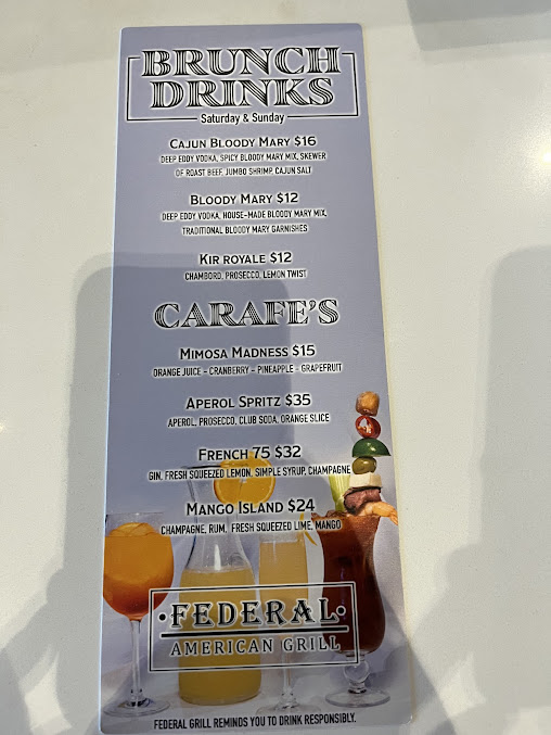 Menu Federal American Grill - 9