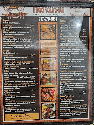 Menu Feed Your Soul Restaurant - 1