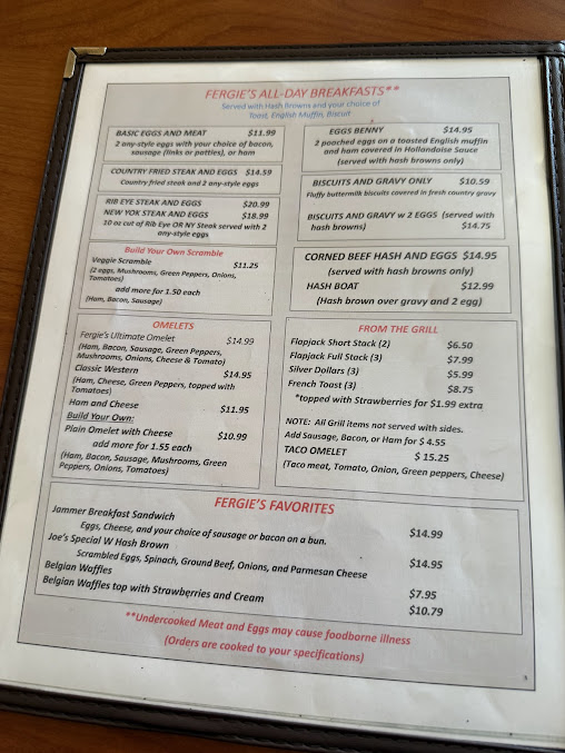 Menu Fergies On The Ave - 0
