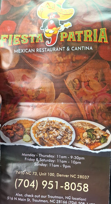 Menu Fiesta Patria Mexican Restaurant Cantina - 8