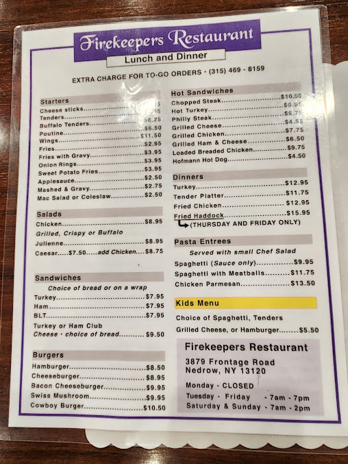 Menu Firekeepers - 7