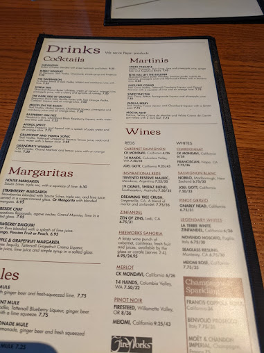 Menu Fireworks Restaurant - 1