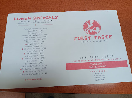 Menu First Taste Chinese Restaurant - 1
