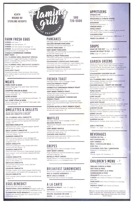 Menu Flaming Grill Family Dining - 0