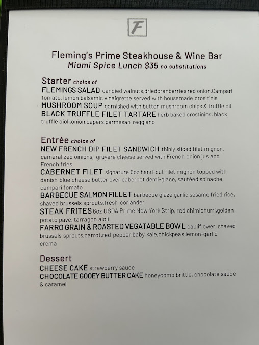 Menu Flemings Prime Steakhouse Wine Bar Miami - 0