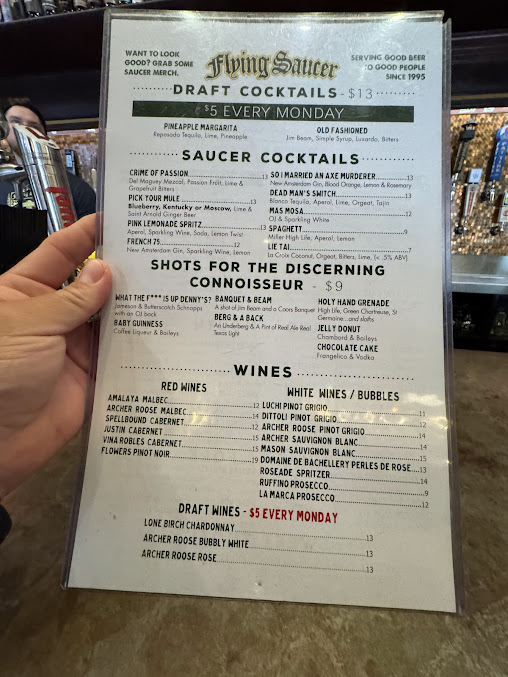 Menu Flying Saucer Draught Emporium - 3