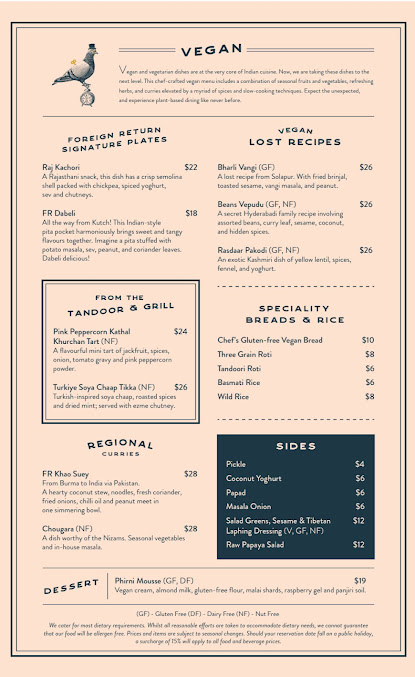 Menu Foreign Return Indian Restaurant - 0