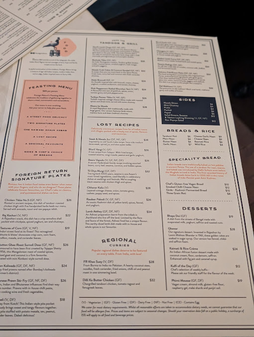 Menu Foreign Return Indian Restaurant - 9