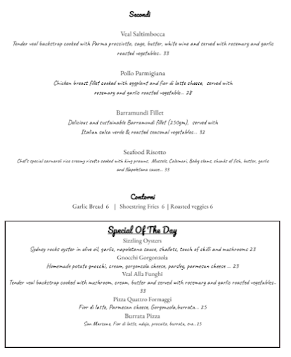 Menu Forli Italian Restaurant - 7