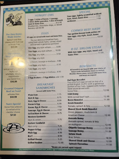 Menu Four Sisters Owl Diner - 4