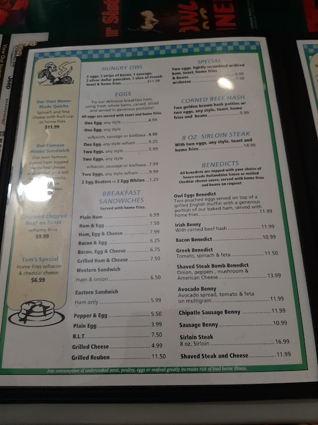 Menu Four Sisters Owl Diner - 9