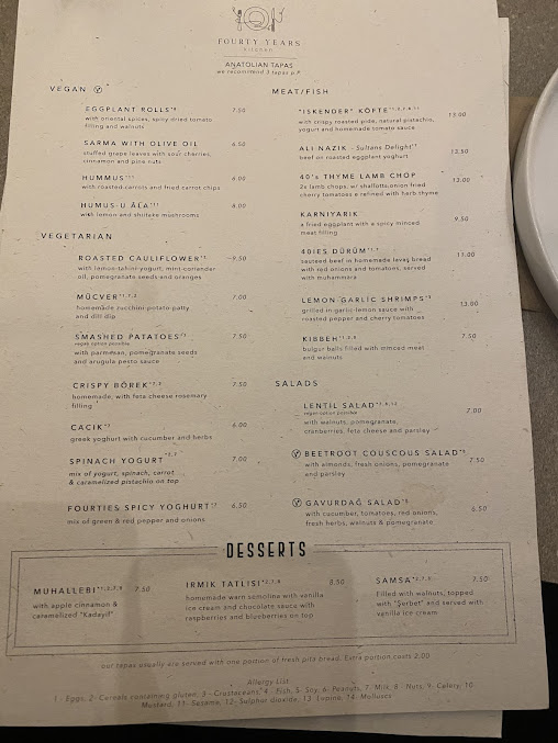Menu Fourty Years Kitchen - 9