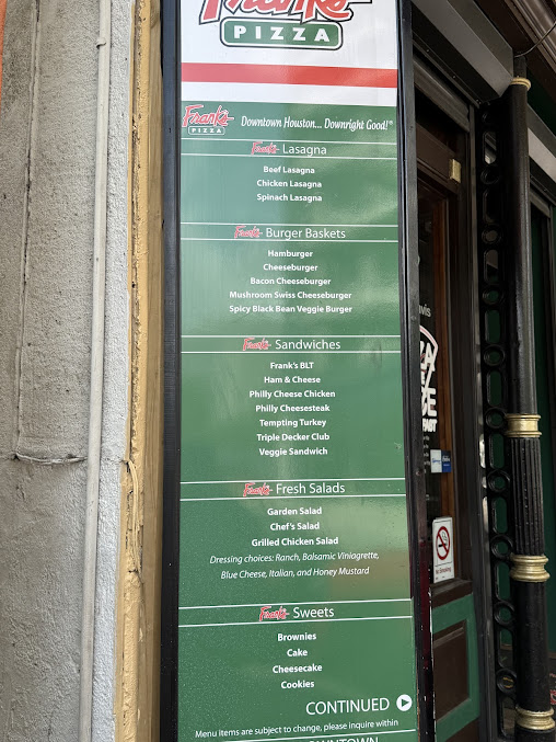Menu Frank's Pizza - 0