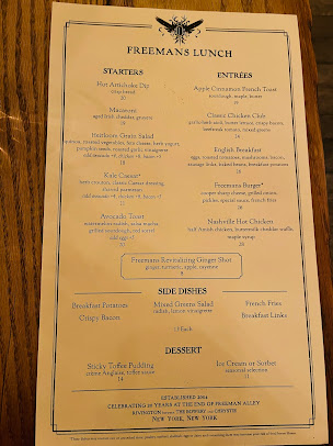 Menu Freemans - 0