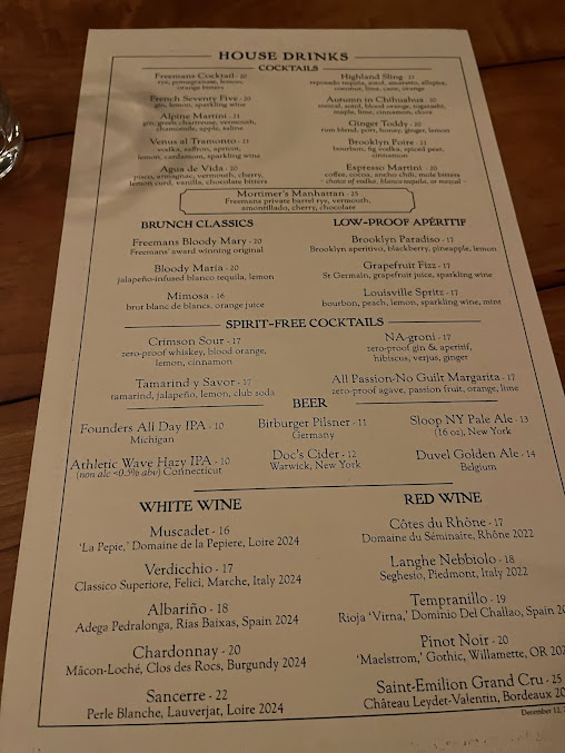 Menu Freemans - 1