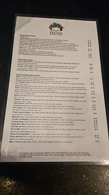 Menu Frida's Mexican Cantina - 1