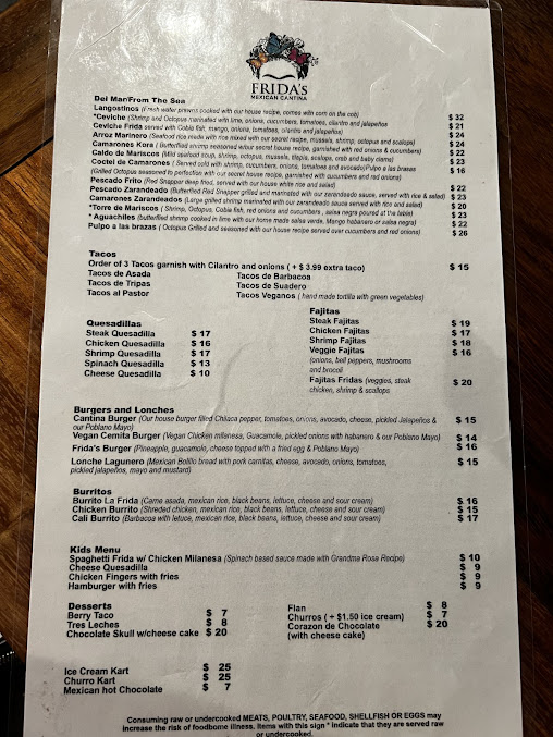 Menu Frida's Mexican Cantina - 3