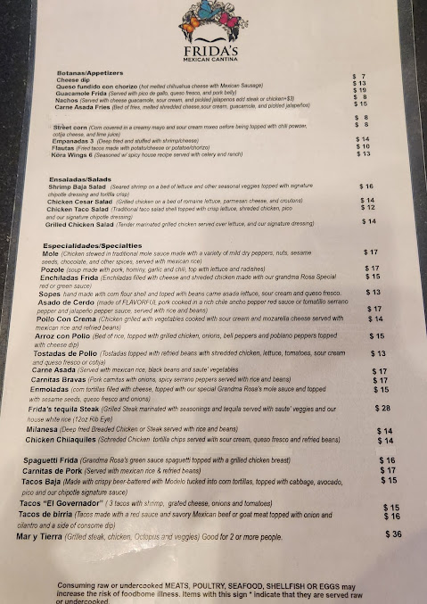Menu Frida's Mexican Cantina - 7