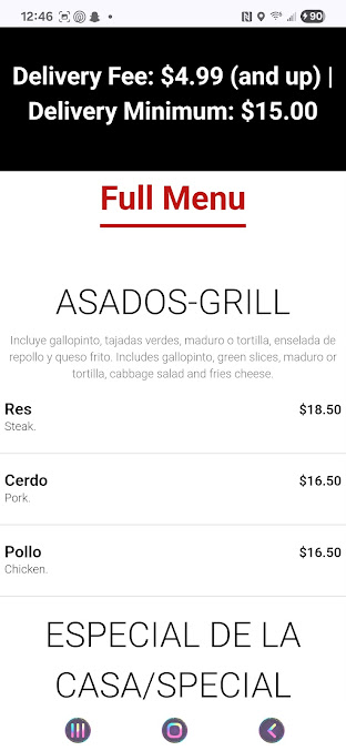 Menu Fritanga Managita 1 Kissimmee - 0