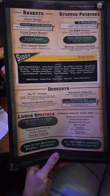 Menu Georges Restaurant Bar Catering - 1