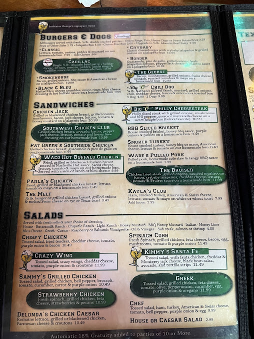 Menu Georges Restaurant Bar Catering - 3