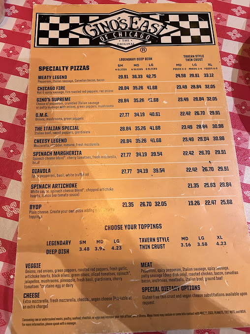 Menu Gino's East - 7