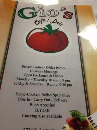Menu Gio's Cafe And Deli - 0