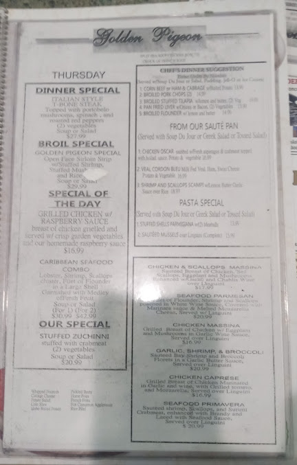 Menu Golden Pigeon Diner Restaurant - 2