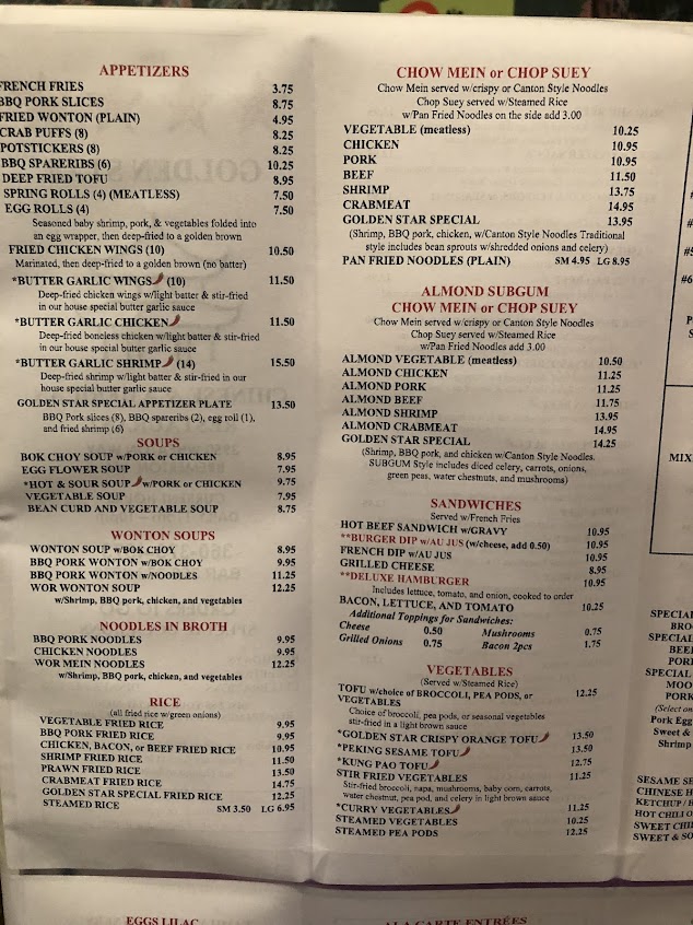 Menu Golden Star Chinese American Restaurant - 3