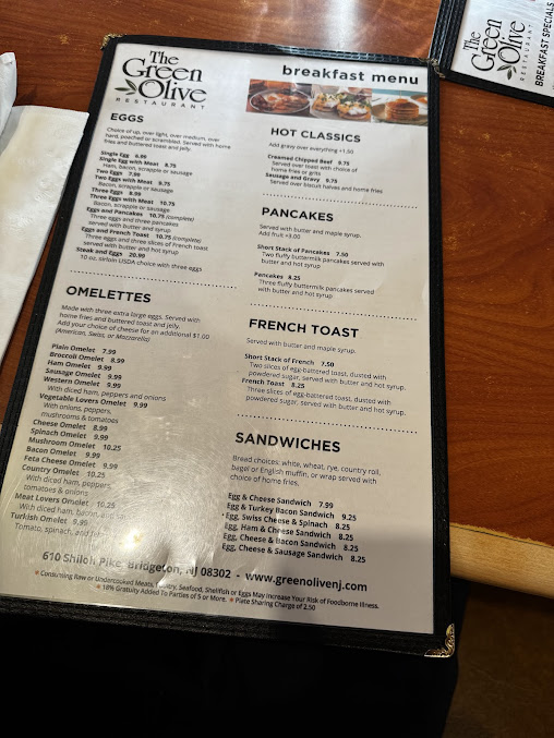 Menu Green Olive Restaurant - 1
