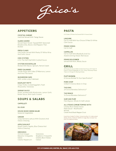 Menu Grico's - 2